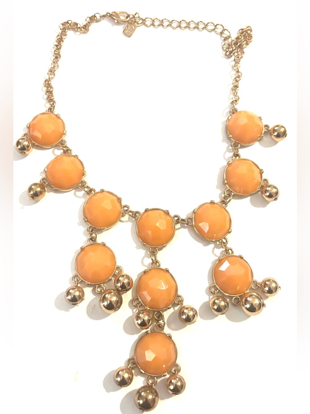Fashion Jewelry Gold-Tone Orange Cabochon Bib Necklace